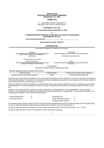 Miniature LivePerson 10-Q Rapport trimestriel 2019 