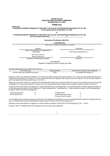 Miniature LivePerson 10-Q Rapport trimestriel 2022 