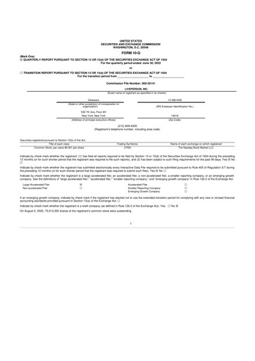 Miniature LivePerson 10-Q Rapport trimestriel 2022 