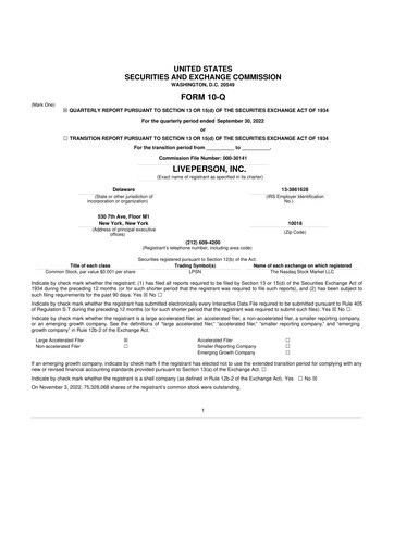 Miniature LivePerson 10-Q Rapport trimestriel 2022 