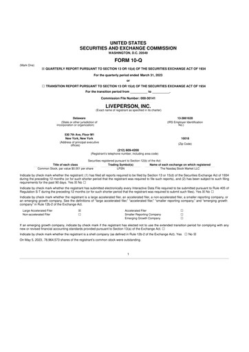 Miniature LivePerson 10-Q Rapport trimestriel 2023 