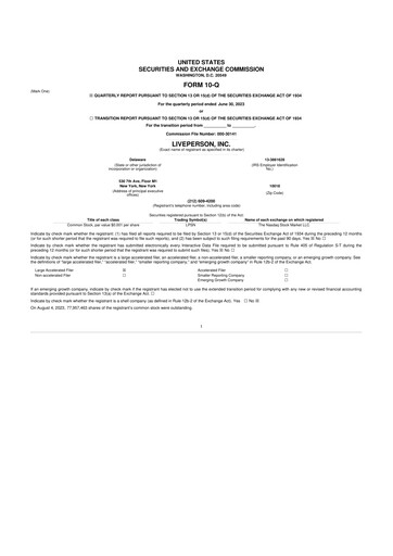 Miniature LivePerson 10-Q Rapport trimestriel 2023 
