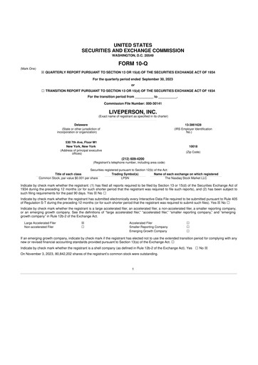 Miniature LivePerson 10-Q Rapport trimestriel 2023 