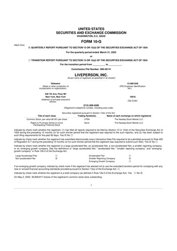 Miniature LivePerson 10-Q Rapport trimestriel 2025 