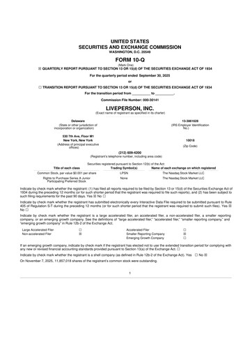 Miniature LivePerson 10-Q Rapport trimestriel 2025 