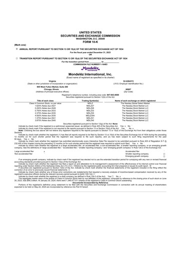 Thumbnail Mondelez International 10-K Annual Report 2023