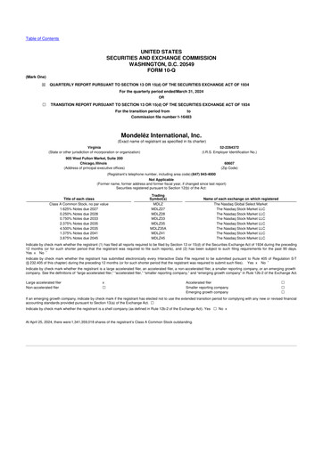 Thumbnail Mondelez International 10-Q Quarterly Report FY2024 