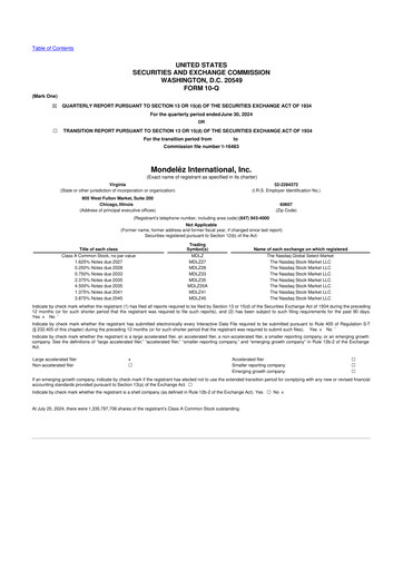 Thumbnail Mondelez International 10-Q Quarterly Report FY2024 
