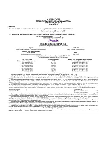 Thumbnail Mondelez International 10-K Annual Report 2024