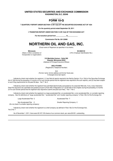 Thumbnail Northern Oil and Gas 10-Q Quarterly Report FY2011 