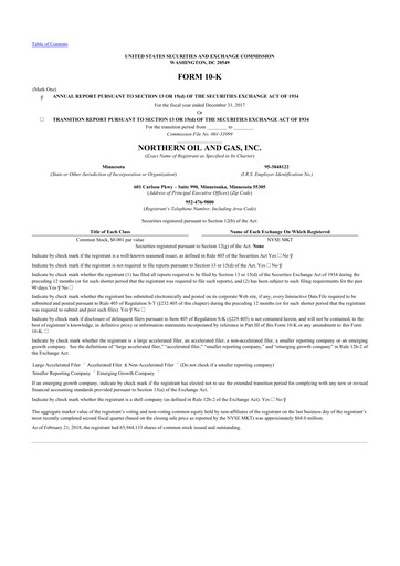 Thumbnail Northern Oil and Gas 10-K Annual Report 2017