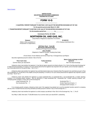 Thumbnail Northern Oil and Gas 10-Q Quarterly Report FY2022 