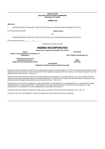 Vorschaubild Insmed 10-Q Quartalsbericht  