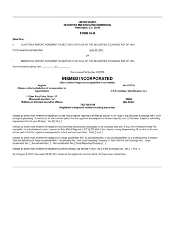 Vorschaubild Insmed 10-Q Quartalsbericht  