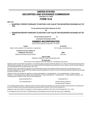 Vorschaubild Insmed 10-Q Quartalsbericht 2018 