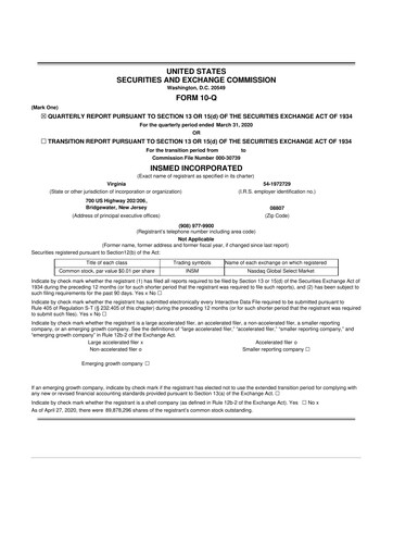 Vorschaubild Insmed 10-Q Quartalsbericht 2020 