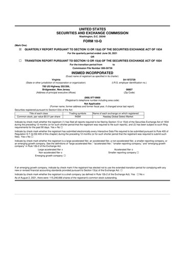 Vorschaubild Insmed 10-Q Quartalsbericht 2021 