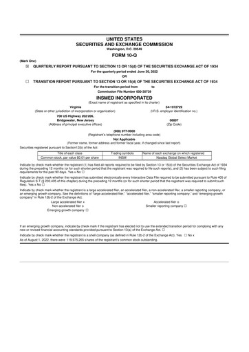 Vorschaubild Insmed 10-Q Quartalsbericht 2022 