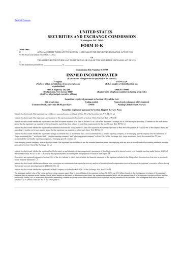 Thumbnail Insmed 10-K Annual Report 2022