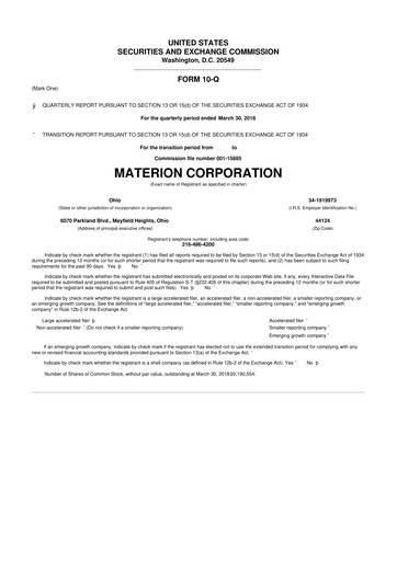 Thumbnail Materion
 10-Q Quarterly Report FY2018 