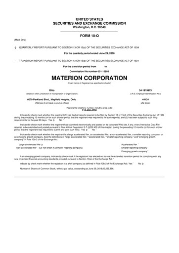 Thumbnail Materion
 10-Q Quarterly Report FY2018 
