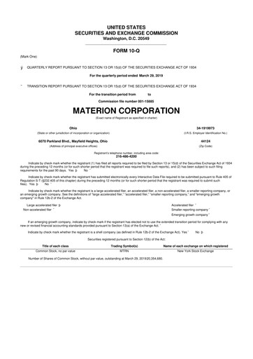 Thumbnail Materion
 10-Q Quarterly Report FY2019 