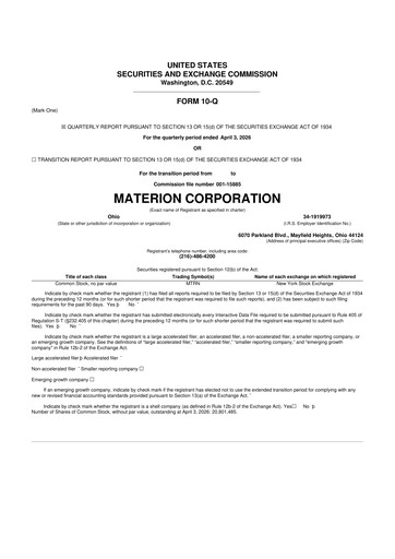 Thumbnail Materion
 10-Q Quarterly Report FY 