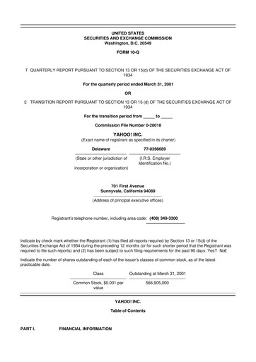 Thumbnail Yahoo Inc. 10-Q Quarterly Report FY 