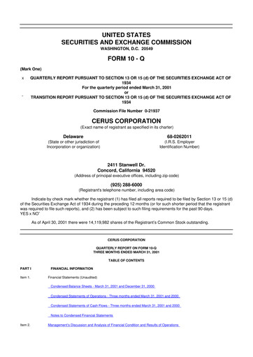 Thumbnail Cerus Corporation 10-Q Quarterly Report FY 