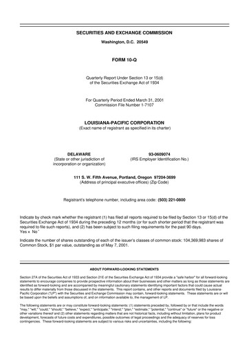 Miniature Louisiana-Pacific
 10-Q Rapport trimestriel  