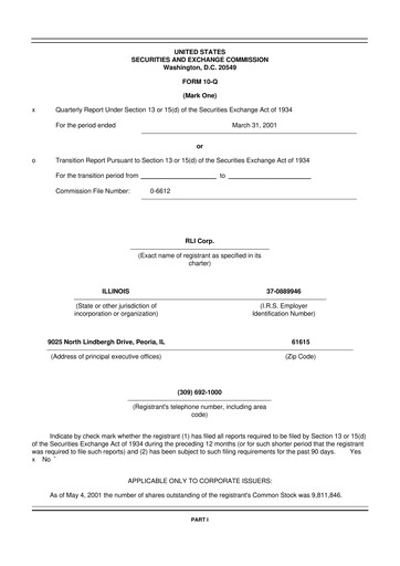 Thumbnail RLI Corp.
 10-Q Quarterly Report FY 