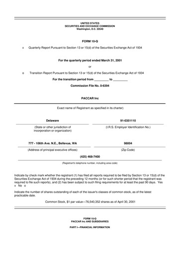 Vorschaubild Paccar 10-Q Quartalsbericht  