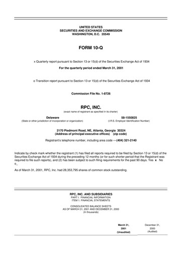 Thumbnail RPC, Inc. 10-Q Quarterly Report FY 