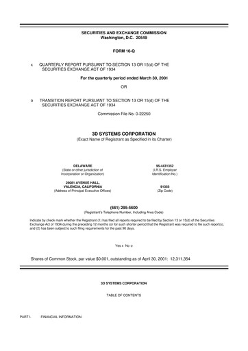 Thumbnail 3D Systems 10-Q Quarterly Report FY 