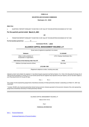 Thumbnail AllianceBernstein 10-Q Quarterly Report FY 