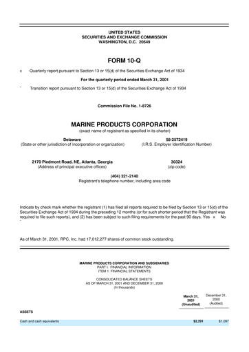Miniature Marine Products Corporation 10-Q Rapport trimestriel  