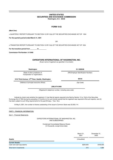 Thumbnail Expeditors International 10-Q Quarterly Report FY 