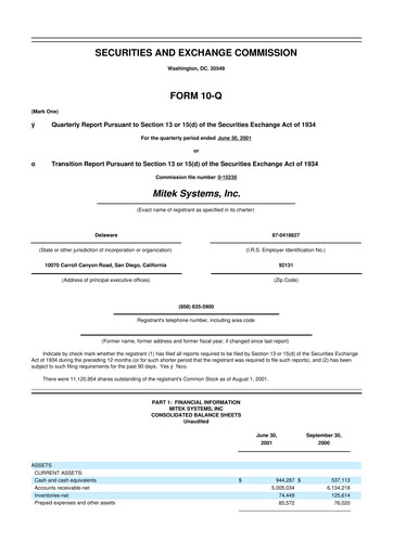 Thumbnail Mitek Systems
 10-Q Quarterly Report FY 