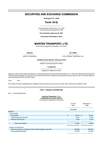 Thumbnail Marten Transport 10-Q Quarterly Report FY 