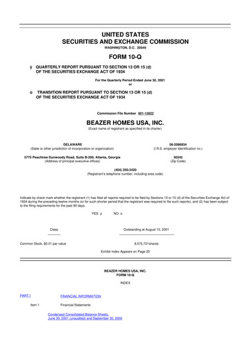 Thumbnail Beazer Homes USA
 10-Q Quarterly Report FY 