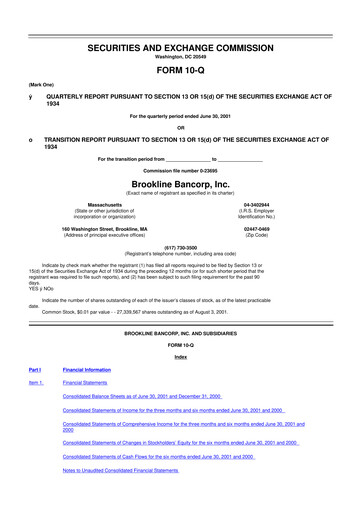 Thumbnail Brookline Bancorp 10-Q Quarterly Report FY 