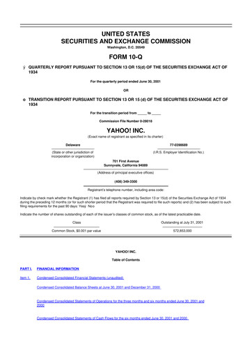 Thumbnail Yahoo Inc. 10-Q Quarterly Report FY 