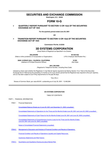 Thumbnail 3D Systems 10-Q Quarterly Report FY 