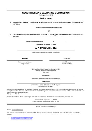 Thumbnail Stock Yards Bancorp 10-Q Quarterly Report FY 