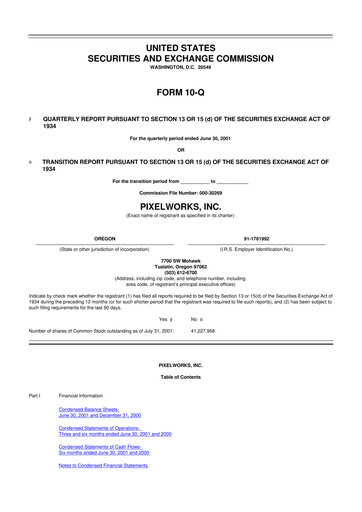 Miniature Pixelworks 10-Q Rapport trimestriel  