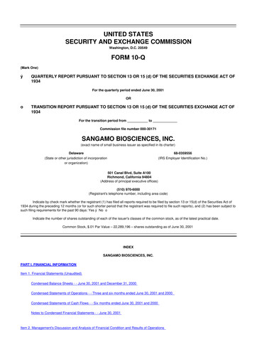 Thumbnail Sangamo Therapeutics
 10-Q Quarterly Report FY 