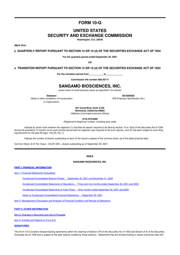 Thumbnail Sangamo Therapeutics
 10-Q Quarterly Report FY 