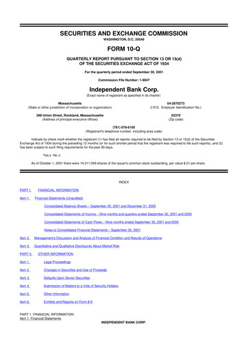 Miniature Independent Bank Corp. 10-Q Rapport trimestriel  