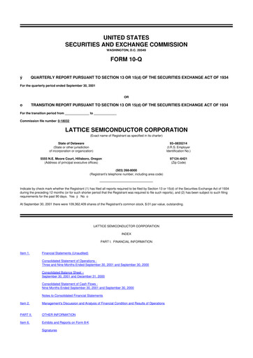 Vorschaubild Lattice Semiconductor 10-Q Quartalsbericht  