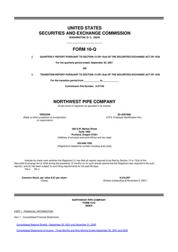 Thumbnail Northwest Pipe Company
 10-Q Quarterly Report FY 